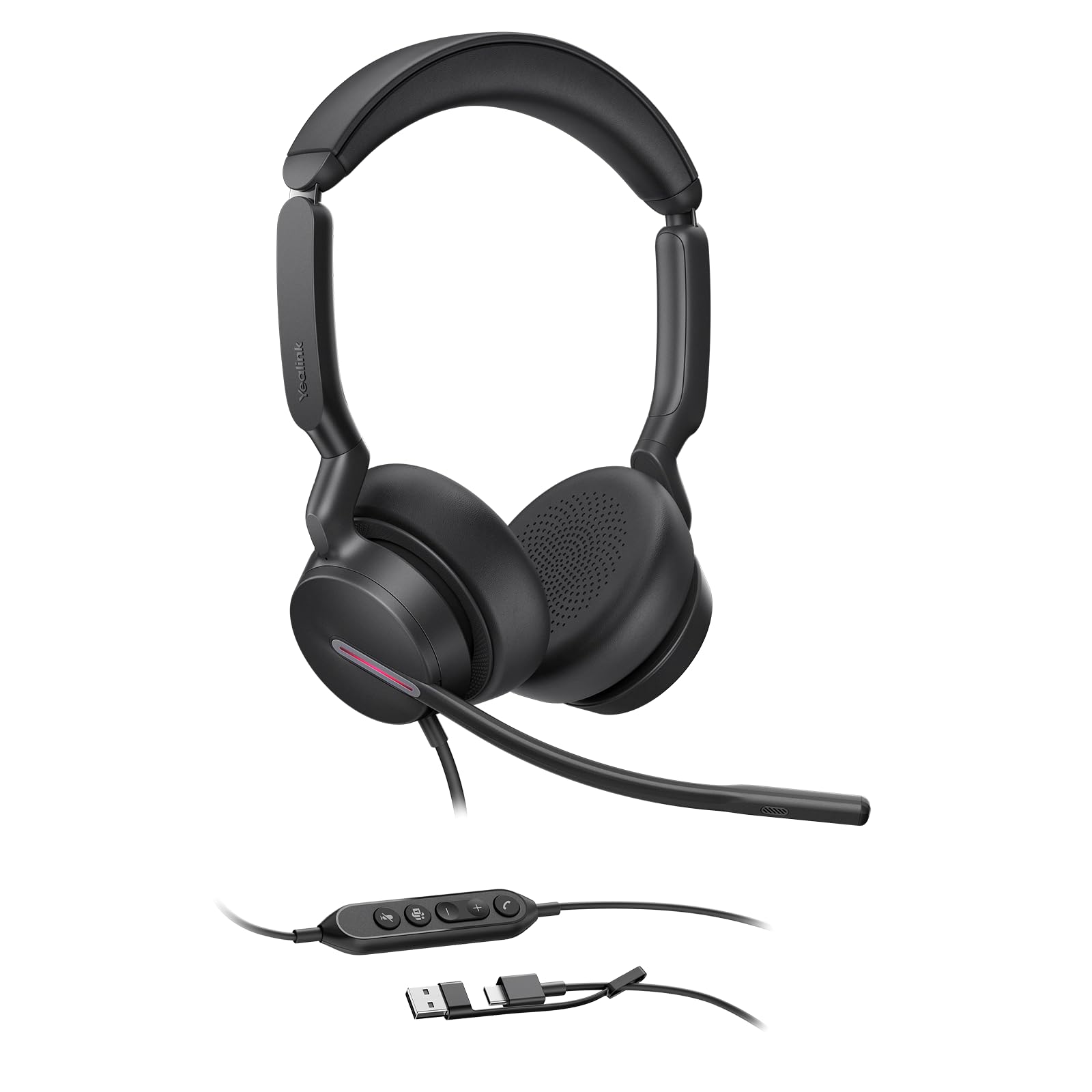 Yealink UH46 USB Headset with Mic, Wired Headset with 3 Noise Cancelling Microphones for PC/Computer/Laptop, Teams Certified, in