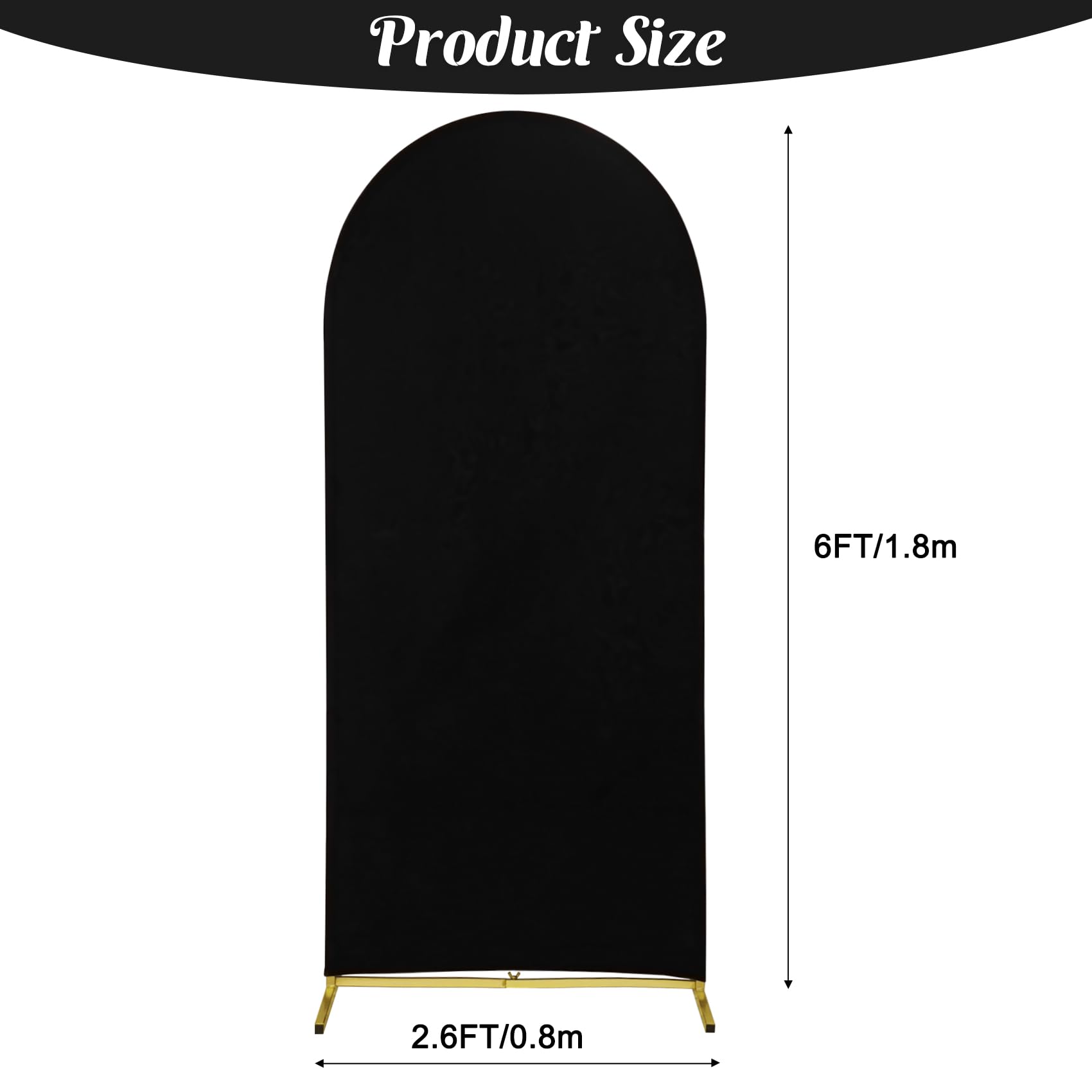 Wedding Arch Cover 6Ft Black Arch Cover Stretchy Backdrop Cover Spandex Fitted Arch Cover Round Top Stand Covers Double Side Chi