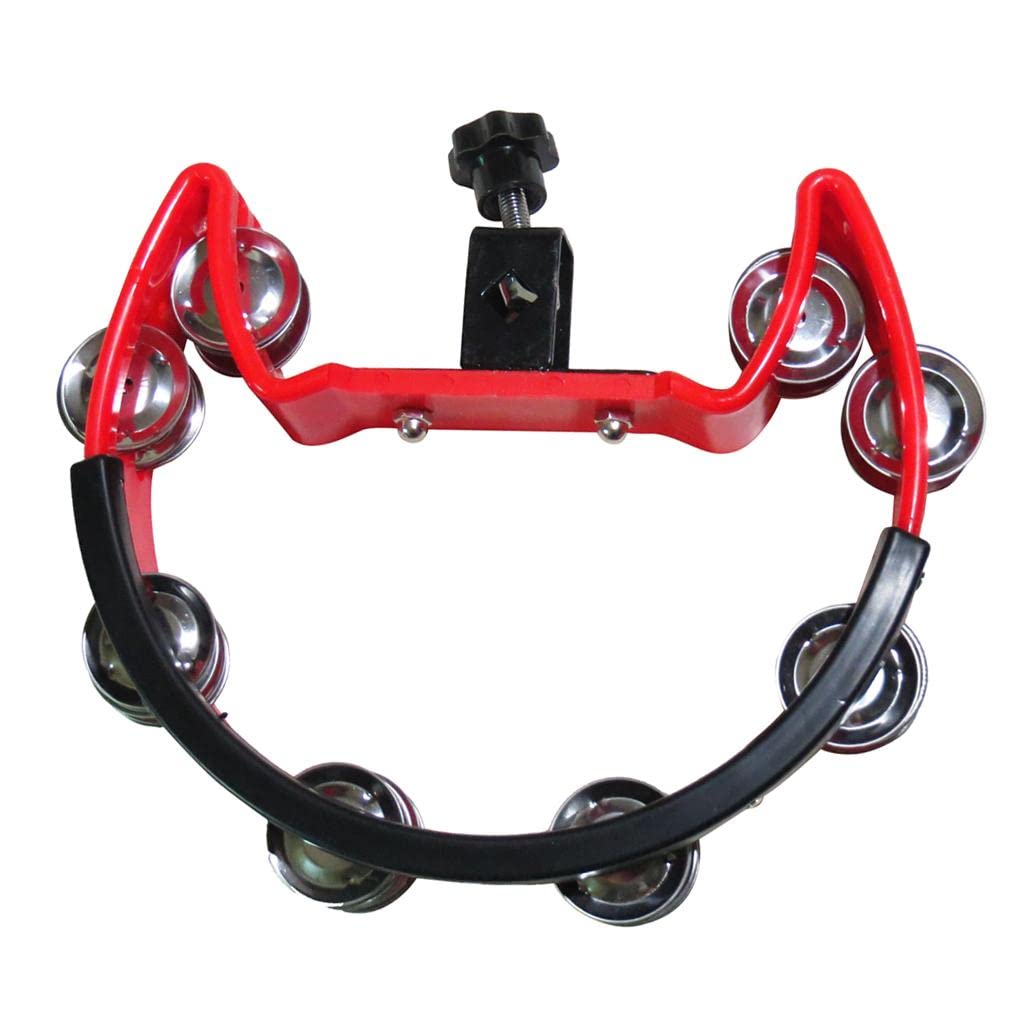 LOOM TREE Music Rattle Tambourine Handbell Shaker for Precussion Accompaniment Red | 1X Tambourine Rattle