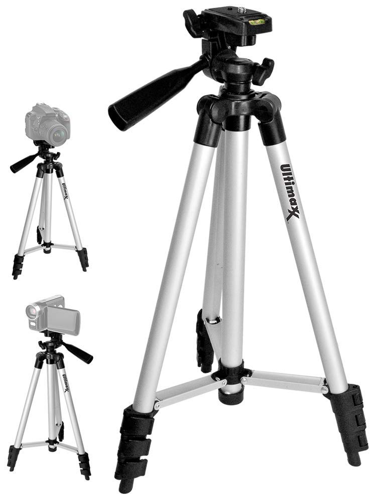 Ultimaxx Lightweight Portable Camera Tripod Stand With Carrying Bag For Sony, Nikon, Canon, Olympus, Pentax, Panasonic, Samsung Cameras And Camcorders (50')