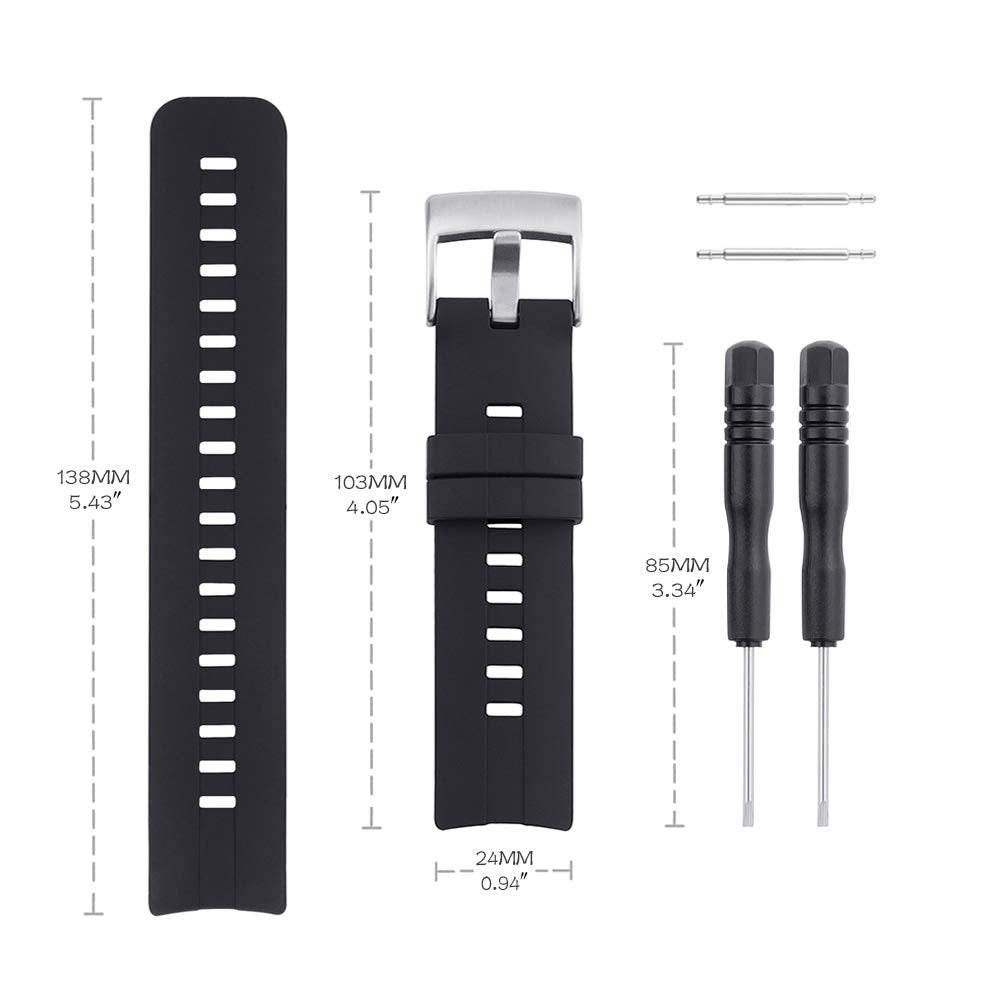 Sencato Watch Bands Compatible With Suunto Spartan Sport Hr, Classic Soft Rubber Replacement Wrist Strap For Suunto Spartan Spor
