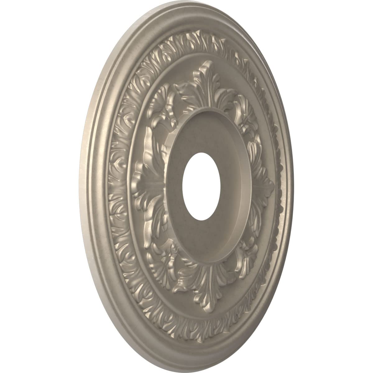 Ekena Millwork Cmp19Bacsv Baltimore Thermoformed Pvc Ceiling Medallion (Fits Canopies Up To 7 3/4), 19Od X 3 1/2Id X 1P, Metalli