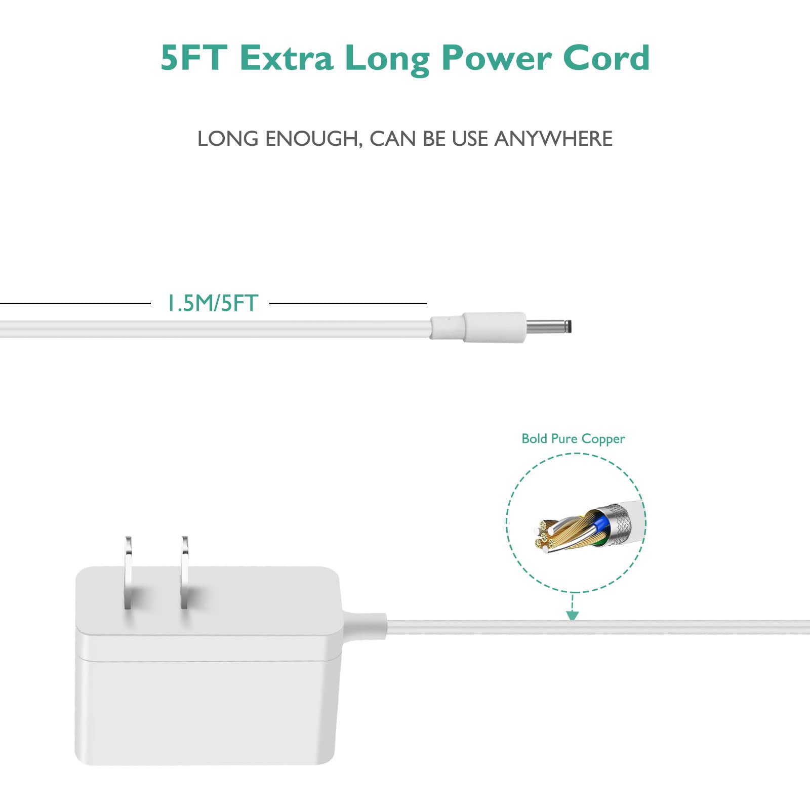 For Hatch Night Light Power Cord, Lnauy Charger Adapter Compatible With Hatch Rest, Rest+ And Rest Mini Night Light 5V 2A Charge
