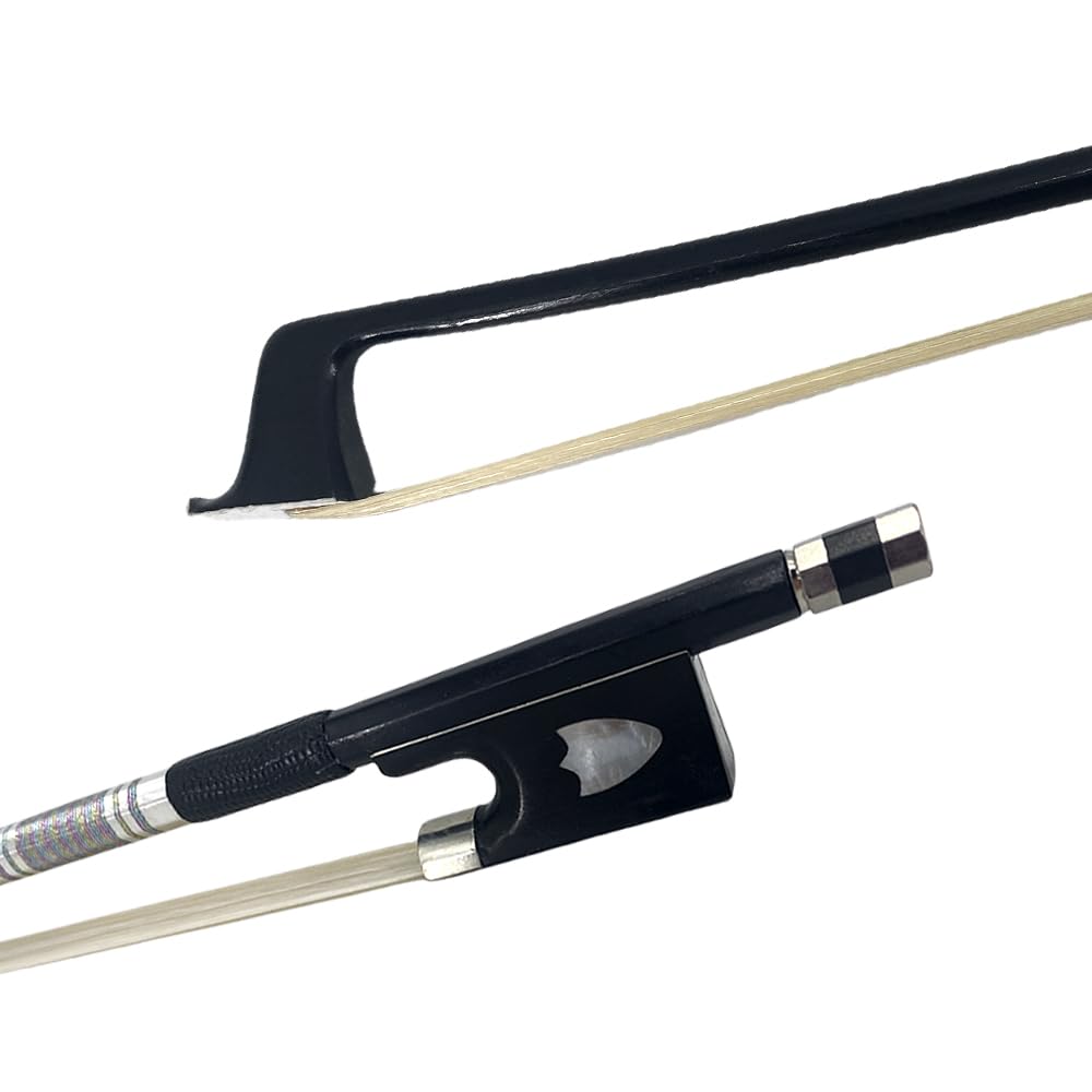Yinfente Violin Bow 4/4 Carbon Fiber Ebony Frog With Shield Inlay,Mongolian Horse Hair,Stick&Well Balance 4/4 Violin Bow For All
