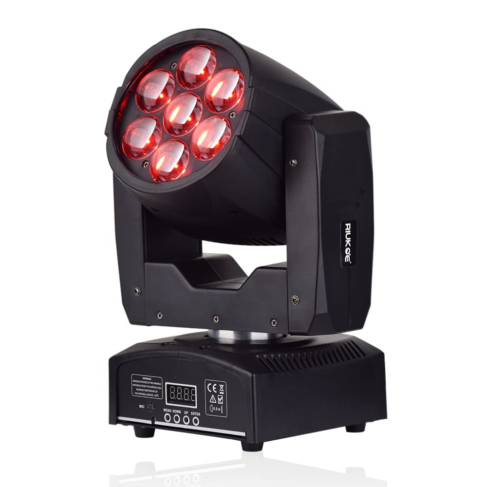 Riukoe Led Moving Head Beam Zoom Wash Stage Light Dmx 7X12W Rgbw Color ...