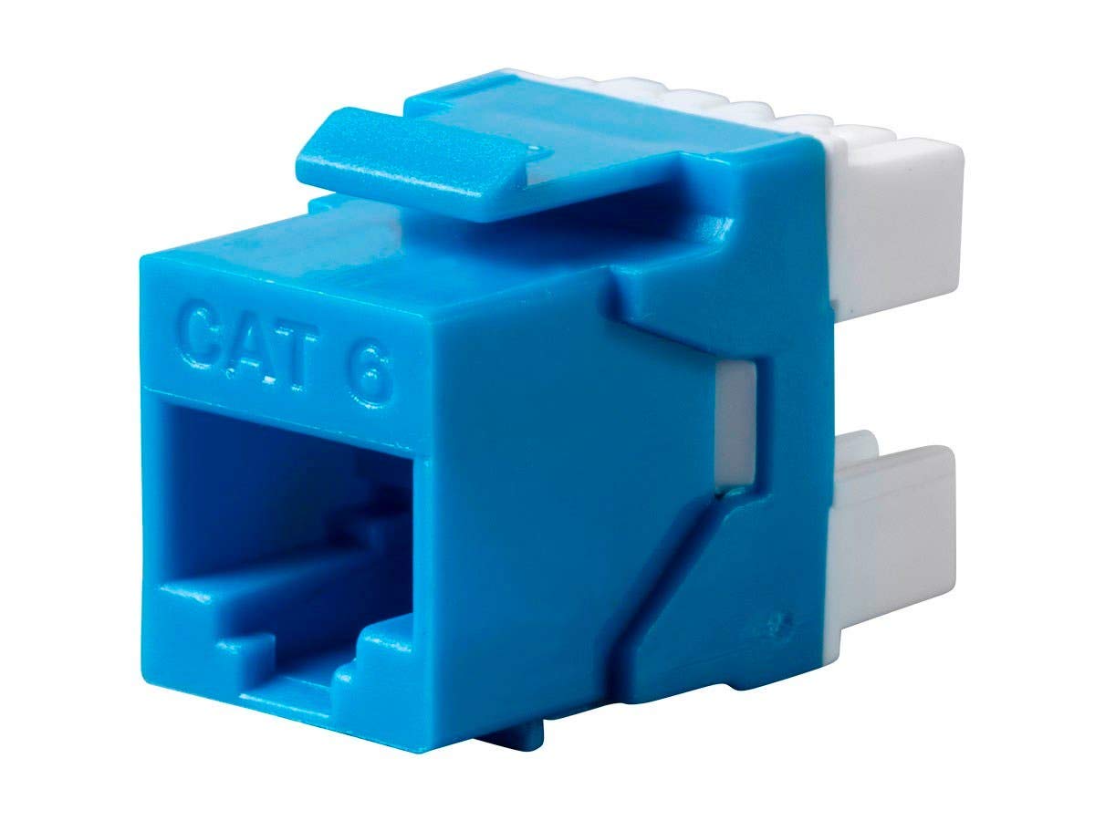 Monoprice Cat6 Rj45 180-Degree Dual Idc Keystone For 22-24Awg Solid Wire_ Blue