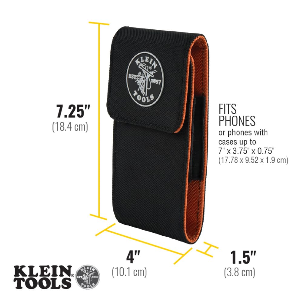 Klein Tools 55474 Phone Holder, Xx Large, Fits Iphone, Google, Lg, Samsung Phones, With Magnetic Closure And Belt Clip