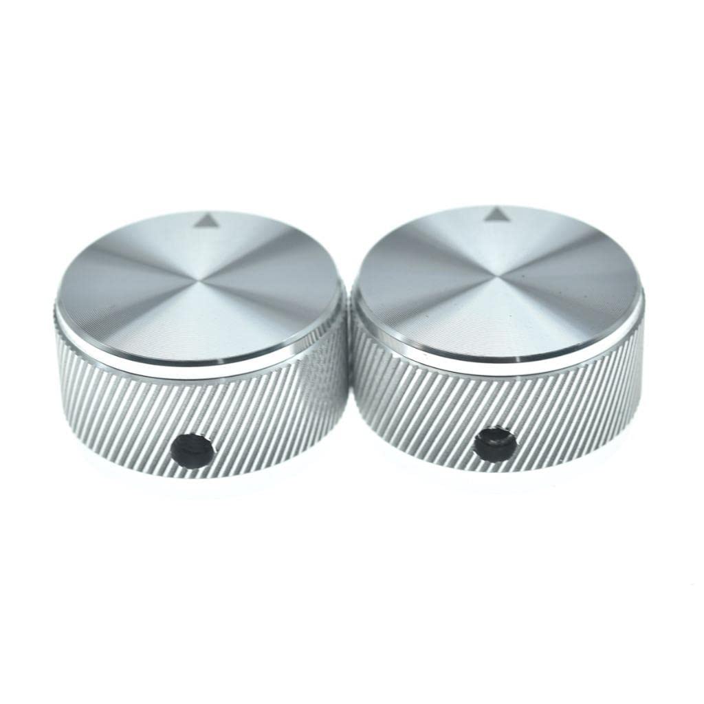 KAISH 2pcs 1-3/16(30mm) Diam. Aluminium Potentiometer Knobs 1/4 Universal Metal Pot Control Knobs w/Indicator & Set Screw for AM