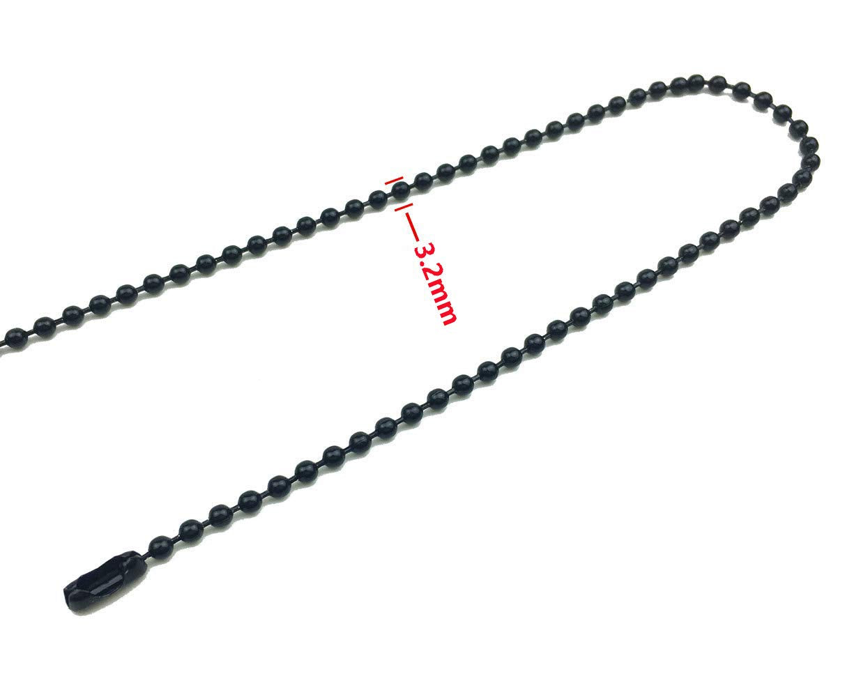 Hyamass 10 Yards 3Mm Diameter Black Beaded Pull Chain Extension Ceiling Light Fan Chain With 30 Matching Connectors, Rolled Pack