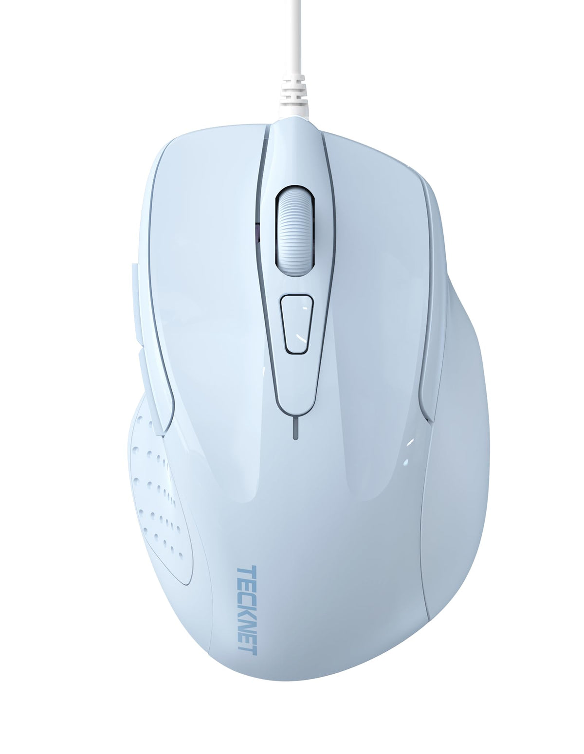 Tecknet Usb Wired Mouse, 6-Button Corded Mouse With 4 Adjustable Dpi, Optical Computer Mouse With Ergonomic Design And 5Ft Cord For Laptop, Chromebook, Pc, Desktop, Mac, Notebook - Lt.Blue