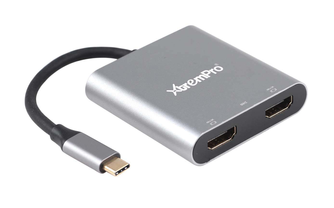 Xtrempro Usb C To Dual Hdmi Adapter 4K @60Hz,Hdmi Splitter For Dual Monitors,Compatible With Windows Systems Only