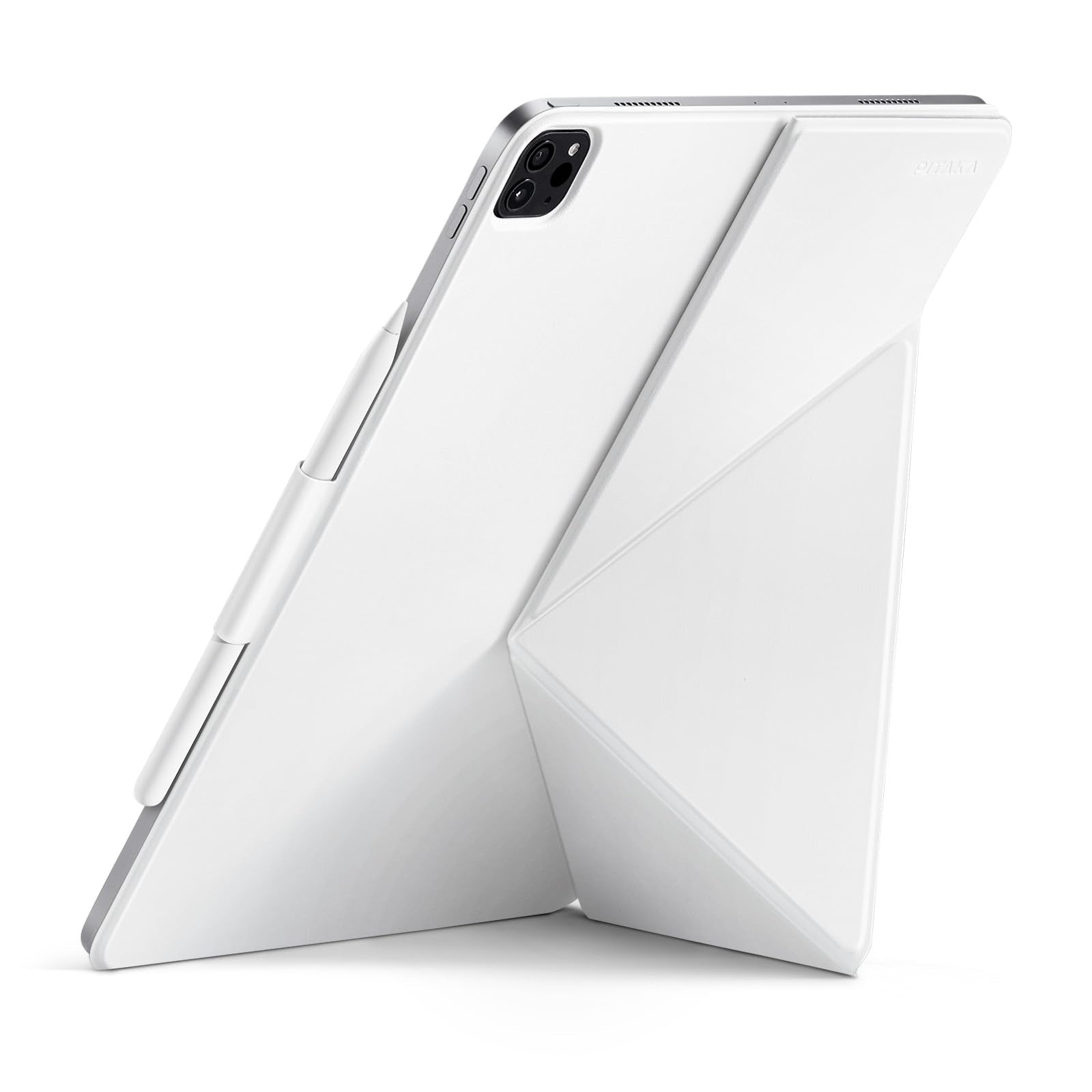 Pitaka Ipad Pro 12.9 Case, Compatible With Ipad Air M3/M2 13 Inch & Ipad Pro 12.9 (3 6Th Gen) 2022/2021/2020/2018, Lightweight Portrait/Landscape Magnetic Case With 4 Standing Angles   White