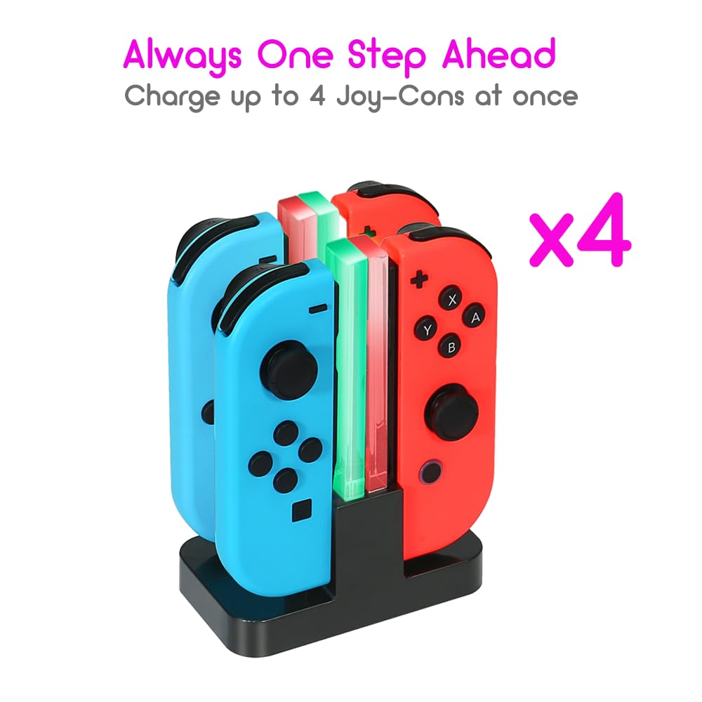 Innvo Power Dock  Switch Joycon Charger, 4 In 1 Charging Dock For Nintendo Controller, Fast Charging Station, Usb C Charge Cable
