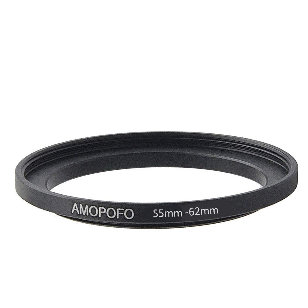 Metal Step Up Ring Adapter 55Mm To 62Mm Step Up Lens Adapter Ring For Filters, Made Of Cnc Machined Space Aluminum With Matte Black Electroplated Finish,Compatible With All 55Mm Camera Lenses & 62Mm A