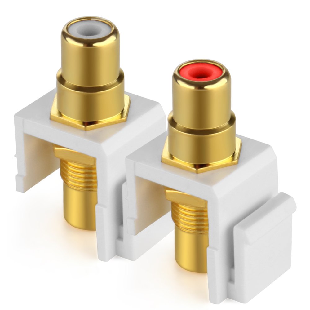 Tnp Rca Keystone Jack Insert Connector Socket Modular Adapter Snap In Female 2Rca Port Gold Plated Inline Coupler For Wall Plate