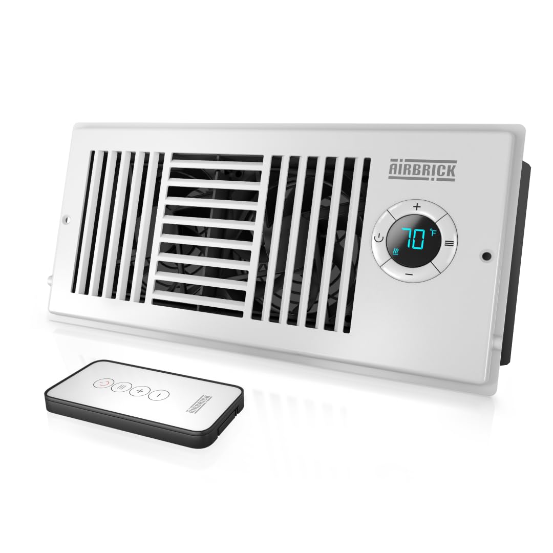 Airbrick Smart 4'' X 10'' Ac Vent Register Booster Fan With Remote Control And Thermostat. Enhances Hvac Airflow For Heating, Co