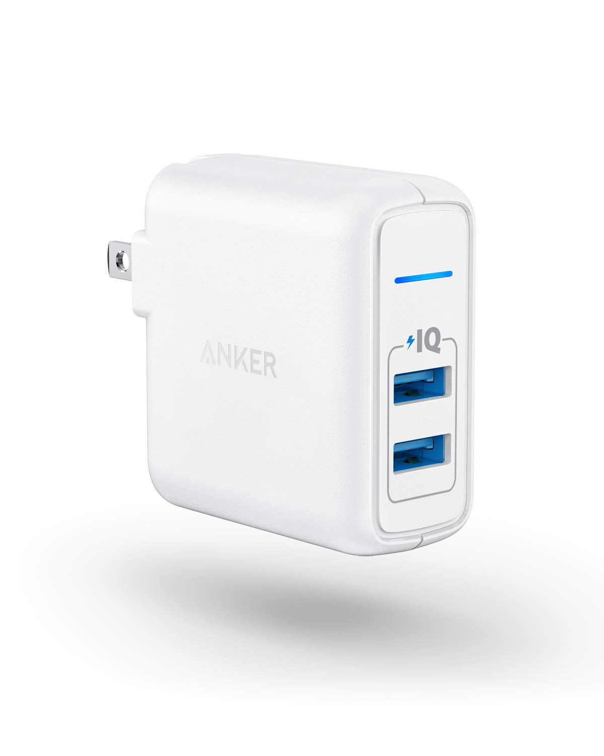 Usb Charger, Anker Elite Dual Port 24W Wall Charger, Powerport 2 With Poweriq And Foldable Plug For Iphone 15/14/13/12/11 Series