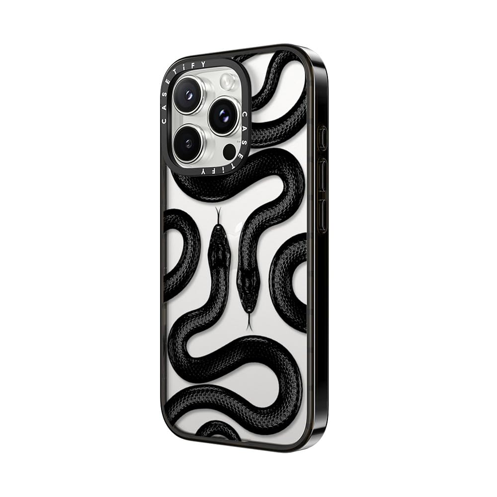 Casetify Compact Case For Iphone 16 Pro [Lightweight / 4 Ft. 2X Military Grade Drop Protection/Slim]   Black Kingsnake   Clear B