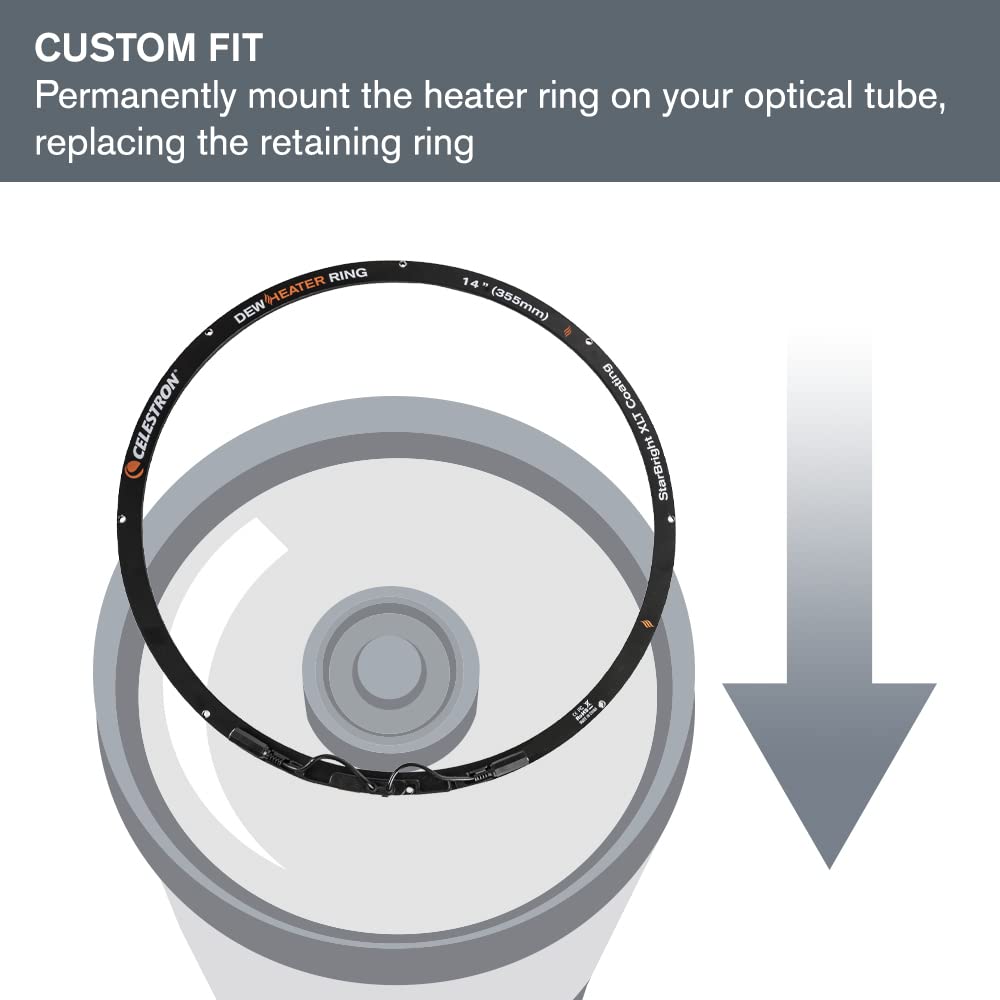 Celestron   Dew Heater Ring   Aluminum Dew Prevention   Compatible 14    Schmidt Cassegrain, Edgehd, Rasa Telescope Black