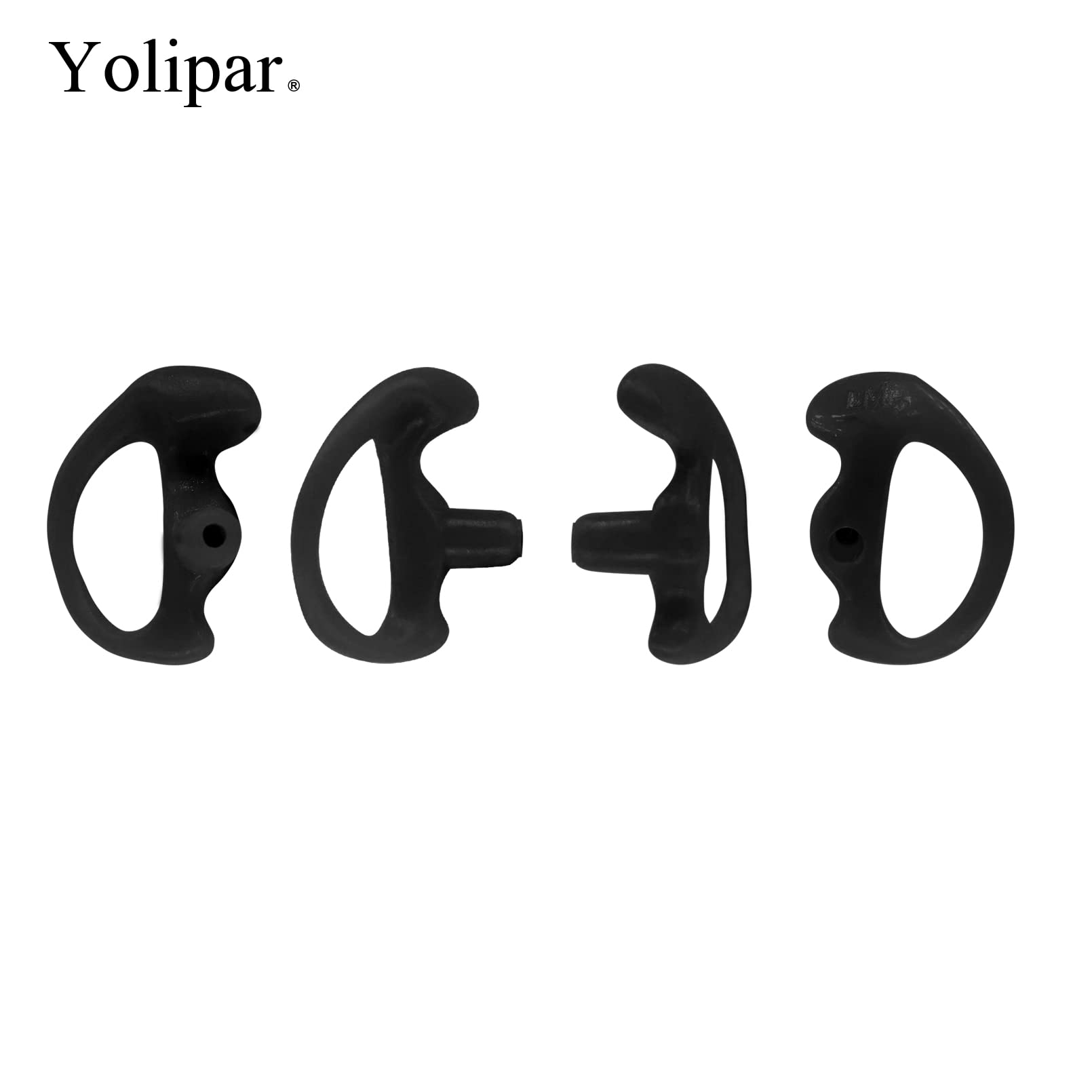Yolipar Replacement Soft Silicone Eardud Earmold For Walkie Talkie Audio Kit Air Acoustic Tube Earpiece Headset (Black, Large(2