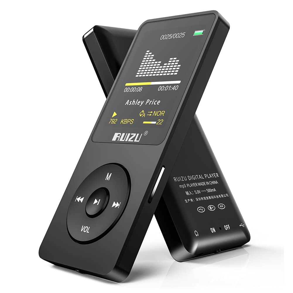 Ruizu 32Gb Mp3 Player With Bluetooth 5.3, Portable Music Player For Kids, Digital Audio Players With Fm Radio, Voice Recorder, Shuffle, Video Playback, 80 Hours Playback, Support 128Gb Micro Sd Card