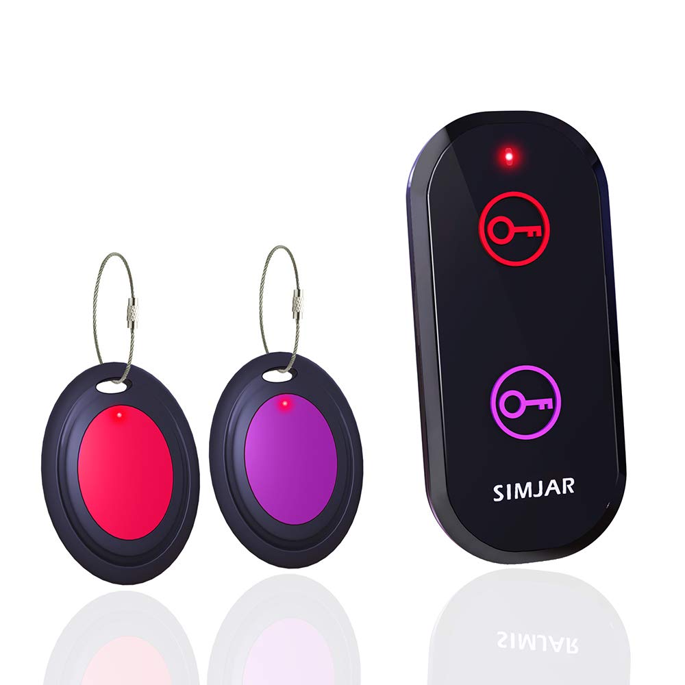 Basic Key Finder with 2 Receivers & 1 Remote, Simjar Wireless Remote Control RF Key Finder Locator Tracker for Keys Wallet Phone