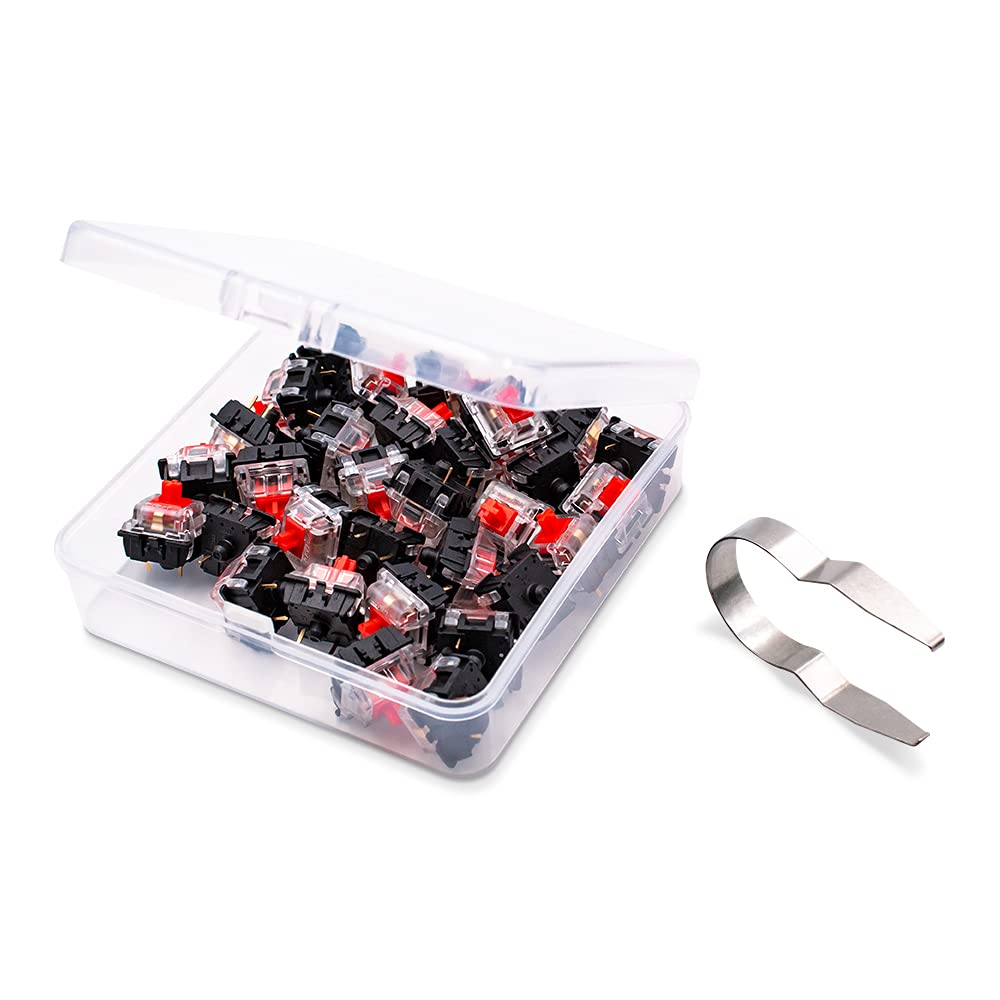 Granvela Pack 32 Gateron Ks-8 Red Switches For Mechanical Keyboards,3-Pin Black-Shell Compatible With Smd Rgb Light