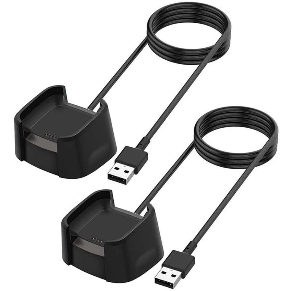Kissmart Charger For Fitbit Versa, Replacement Charging Dock Cable With 3.3Ft Usb Cord For Fitbit Versa Smart Watch (2 Pack)