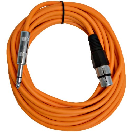 Seismic Audio - SATRXL-F25Orange - 25 Foot Orange XLR Female to 1/4 Inch TRS Patch Cable Snake Cords - Balanced