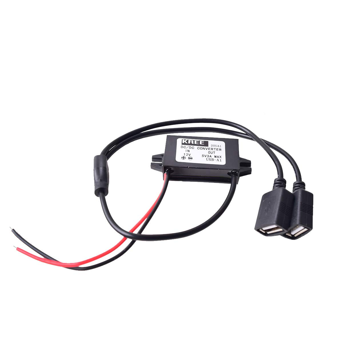 Car Hard Wire Charger, 12V To 5V Dual Usb Female Port Charging Cable Direct Link Hard Wired Step Down Converter Power Supply For