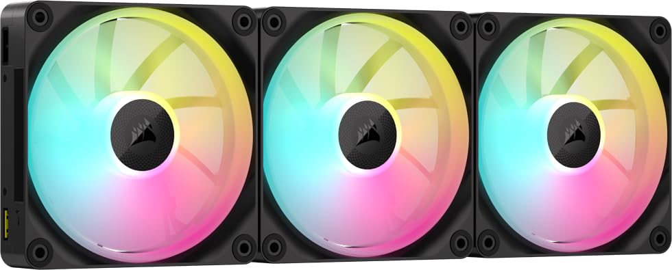 CORSAIR iCUE Link LX120 RGB 120mm PWM Fans Triple Pack  Dual Light Loops  Includes iCUE Link System Hub  CORSAIR AirGuide Tec