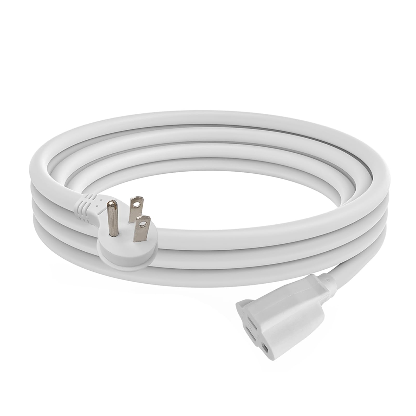 Ultra Explore 25 Ft Flat Plug Extension Cord, 16 Awg 3 Prong Grounded Extension Cord White Flat Plug, Low Profile Extension Wire