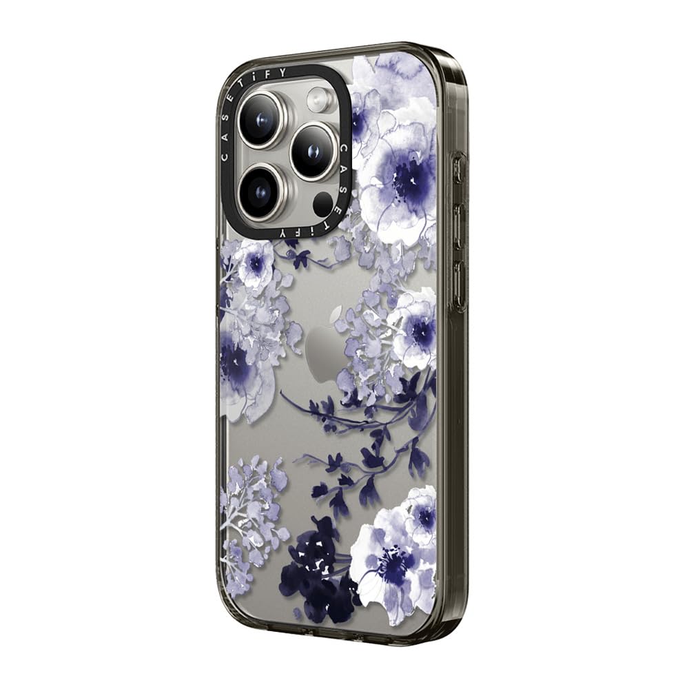 Casetify Compact Case For Iphone 15 Pro Max [2X Military Grade Drop Tested / 4Ft Drop Protection]   Blue Spring   Clear Black