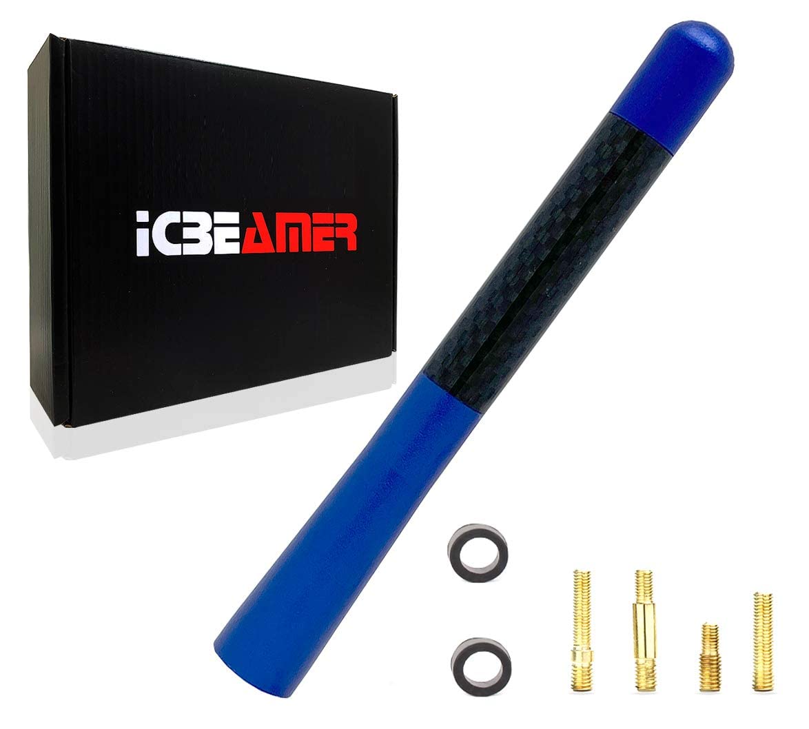 Icbeamer 5 127 Mm Carbon Fiber Dark Navy Blue Aluminum Short Automotive Antenna With Internal Copper Coil Universal Fit Amfm Rad