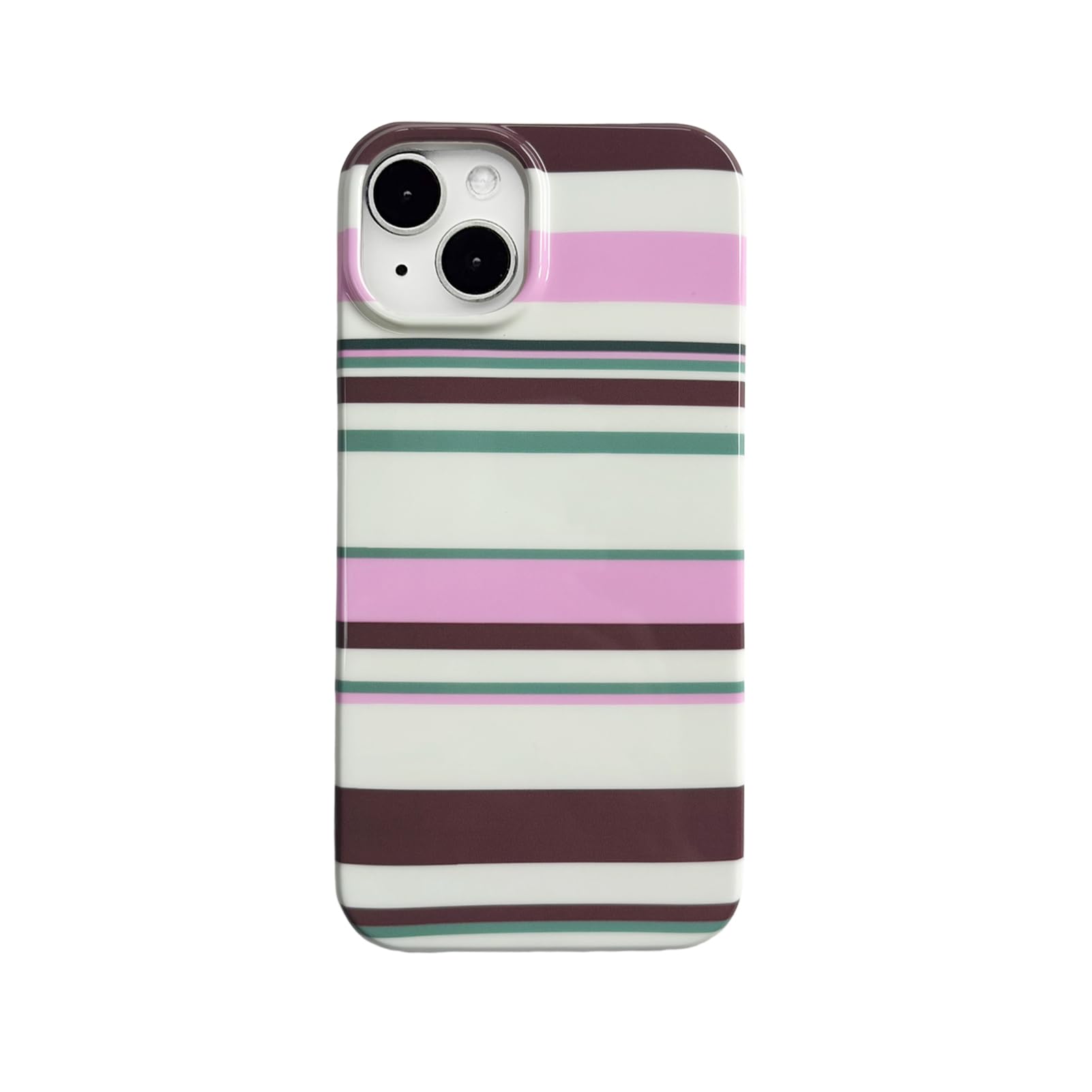Reezaddin Colorful Horizontal Striped Phone Case for iPhone 15,Cute Aesthetic Y2K Retro Minimalist Pink Brown Green Stripes Slim
