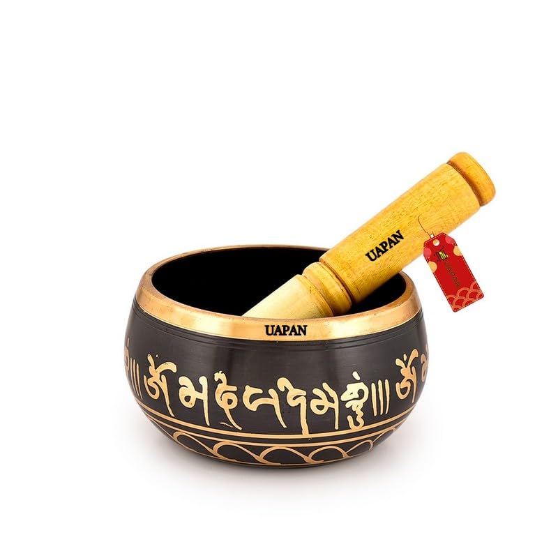Uapan Singing Bowl, Tibetan Buddhist Prayer Instrument With Wooden Stick, Meditation Bowl, Music Therapy (5.5inch)