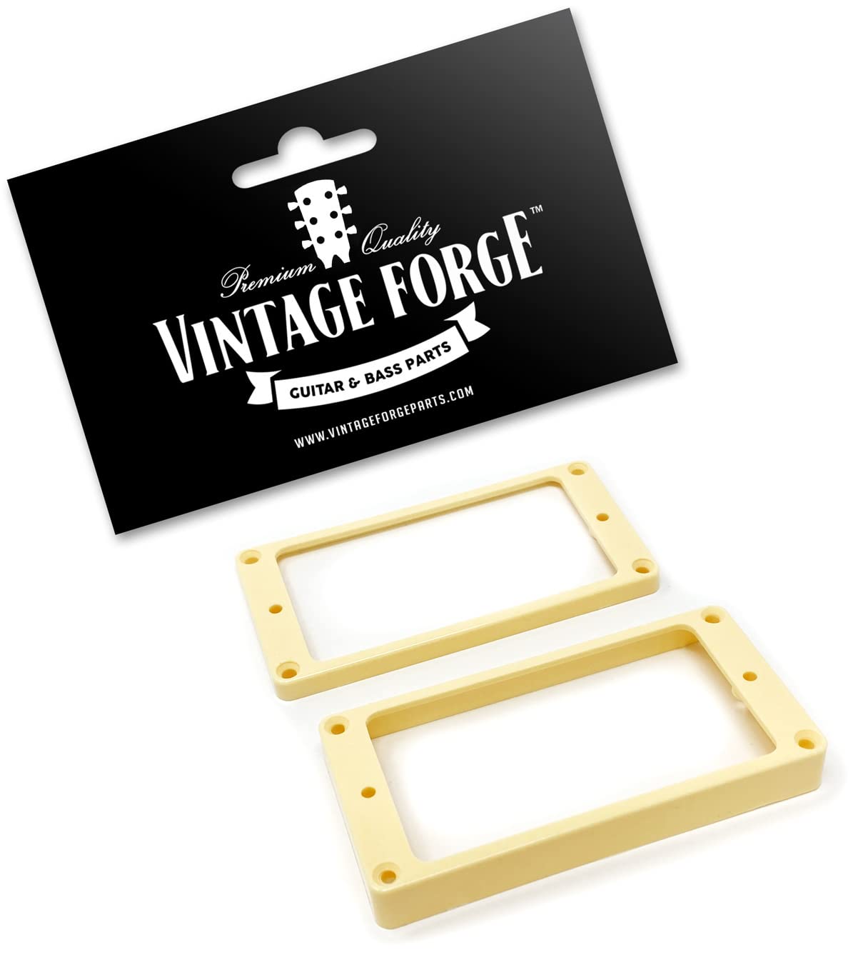 Vintage Forge Cream Flat Bottom Humbucker Pickup Mounting Ring Set (Bridge & Neck) Compatible With Gibson Les Paul Sg Guitars Hr