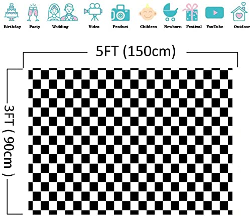 White And Black Racing Texture Grid Photography Backdrop Chess Board Photo Booths Studio Props Birthday Checkered Flag Decoratio