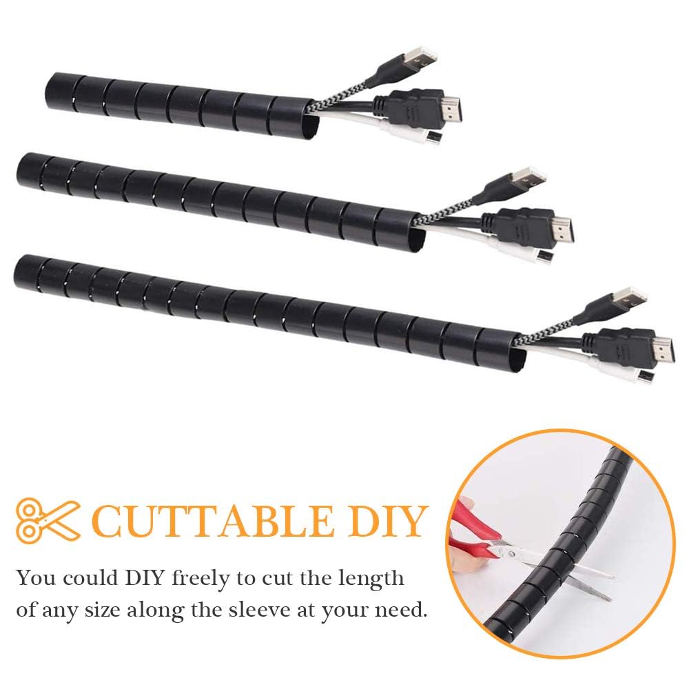 20Ft Spiral Winding Cable Management Pipe Wire Wrap Line Coiled Tube, 1.1'' Diameter Flexible Cord Covered Protective Bundler Sl