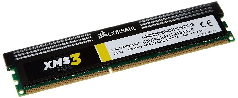 Corsair Cmx4Gx3M1A1333C9 Xms3 4 Gb 1333Mhz Pc3-10666 240-Pin Ddr3 Memory Kit For Core I3 I5 I7-1.5V