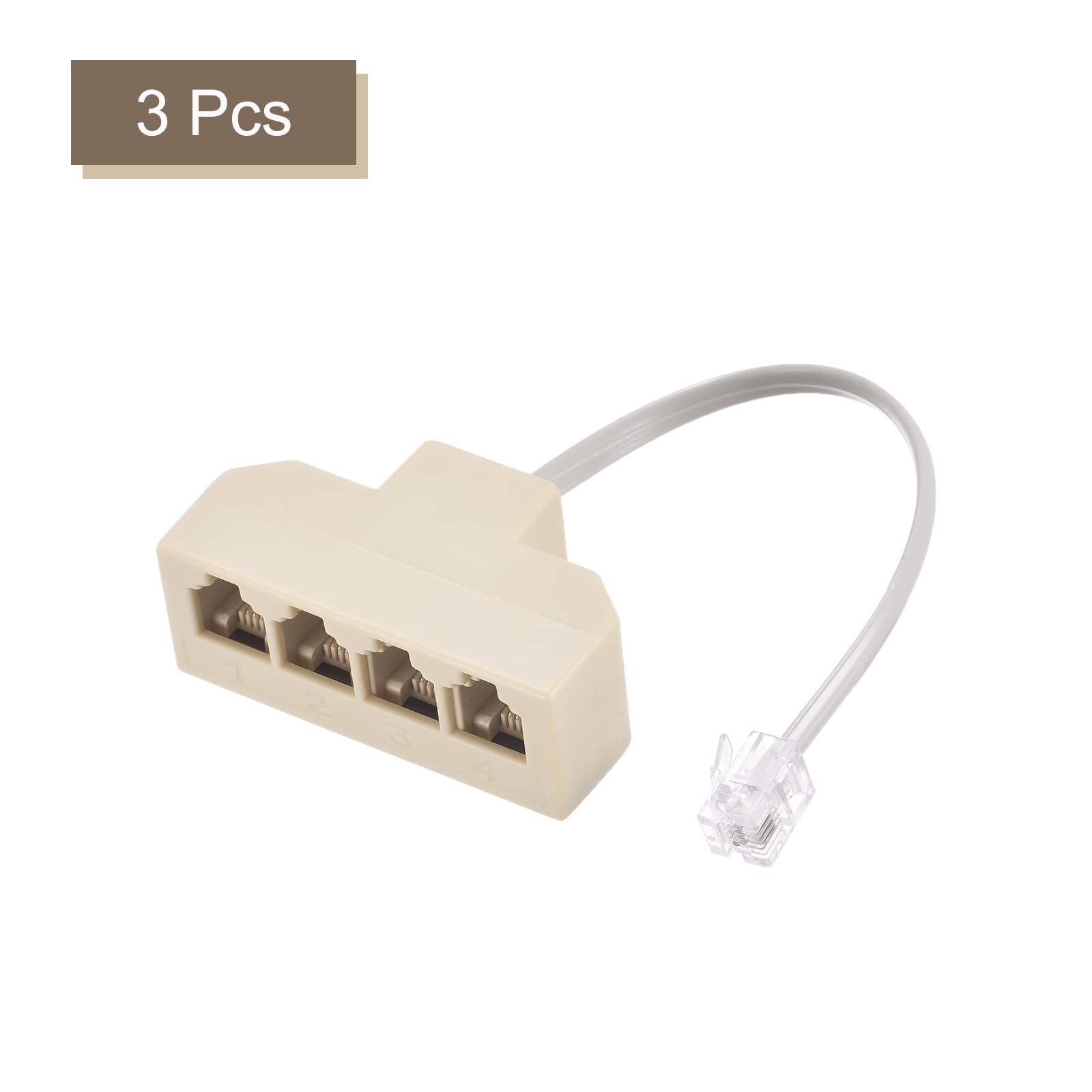 Meccanixity Phone Jack Splitter 6P4C Male To 4 Female Way Socket Adapter Telephone Line Splitter With Telephone Extension Cord 3