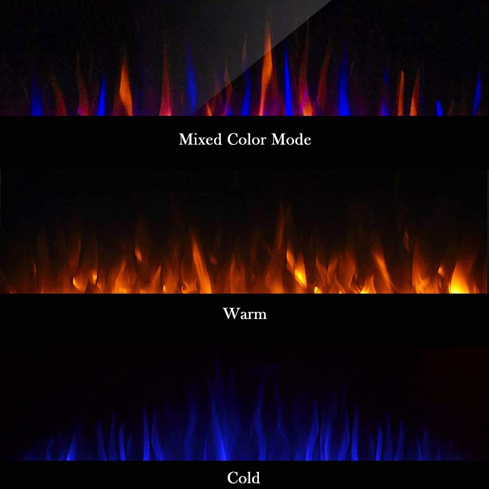 Masarflame 60 Recessed Electric Fireplace Insert, 5 Flame Settings, Log Set Or Crystal Options, Temperature Control By Touch Pan