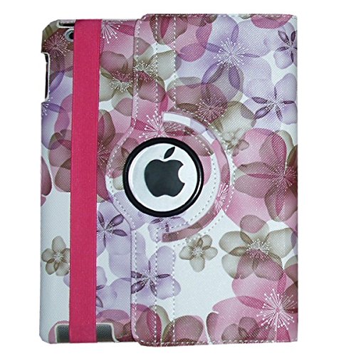 Jytrend Case Compatible With Ipad Pro 9.7 (2016 Released), Rotating Stand Smart Cover For A1673 A1674 A1675 With Magnetic Auto Wake Up/Sleep (Pink Flower)