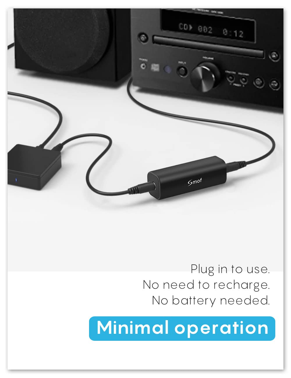 Smof Upgraded Ground Loop Noise Isolator, Noise Filter For Car Audio/Home Stereo System (Eliminate The Buzzing Noise Completely) With 3.5Mm Audio Cable, Black