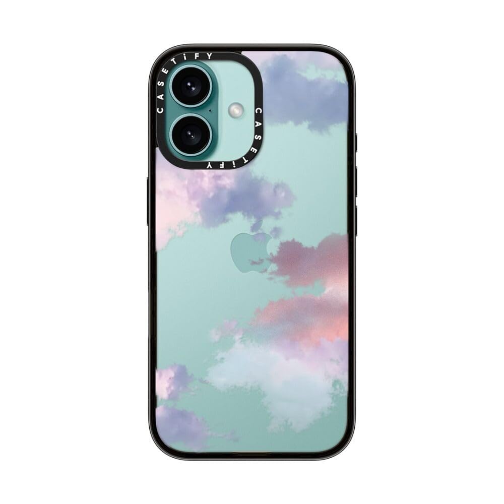 Casetify Compact Case For Iphone 16 [Lightweight / 4 Ft. 2X Military Grade Drop Protection/Slim]   Clouds   Clear Black