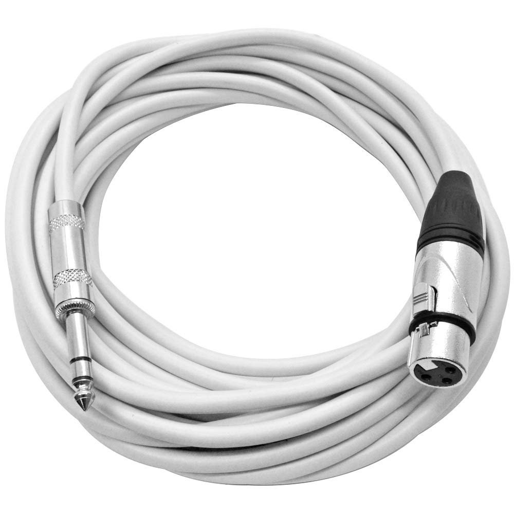 Seismic Audio - Satrxl-F25White - 25 Foot White Xlr Female To 1/4 Inch Trs Patch Cables- 25' Professional Audio Balanced Xlr-F T
