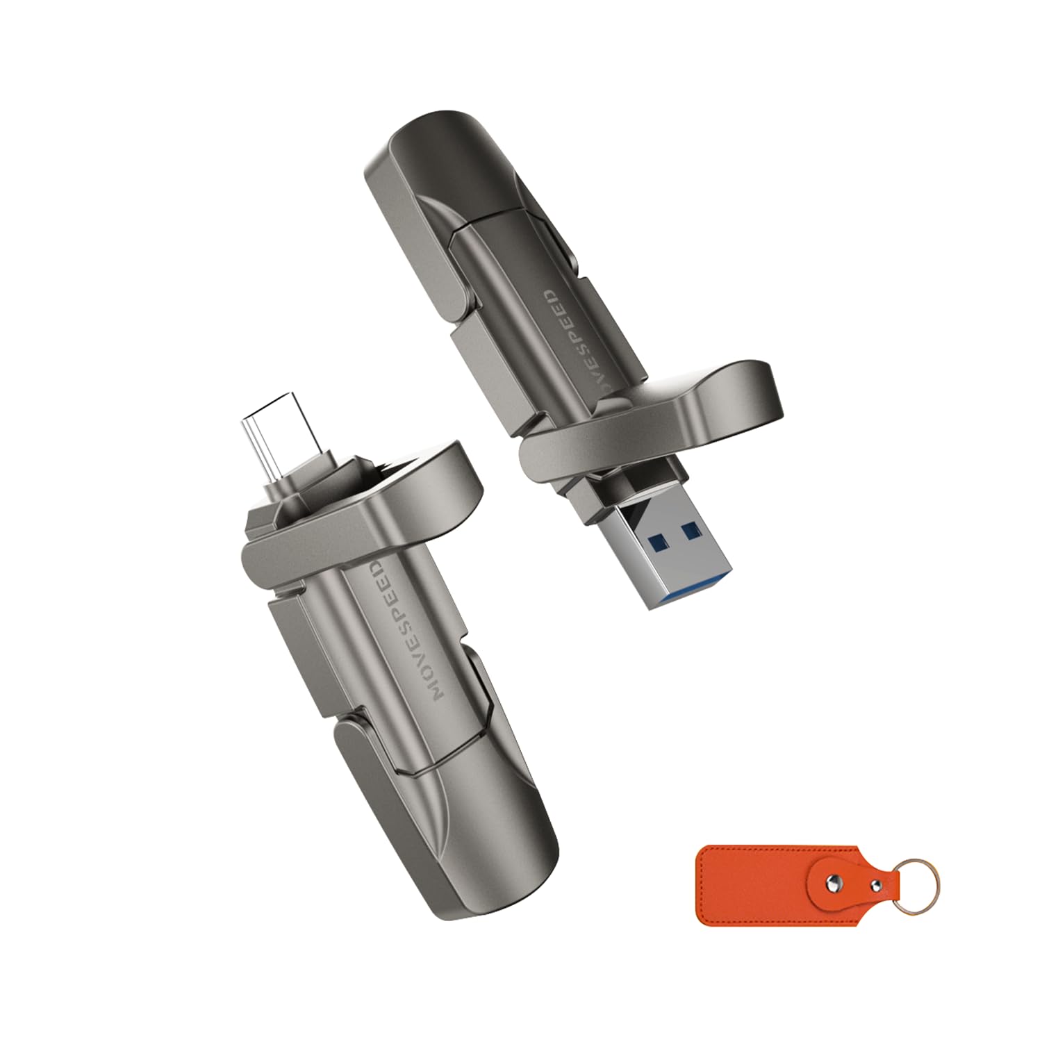 Move Speed 256Gb Usb C Flash Drive, 1000Mb/S Read Write Speed, Usb 3.2 Gen2+Type C Dual Interface Ssd Usb Drive With Keychain Le