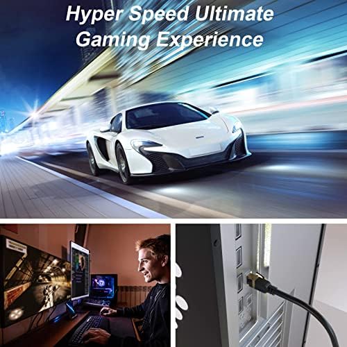 Cat 8 Ethernet Cable, 10Ft High Speed Heavy Duty 26Awg Cat8 Lan Network Cable 40Gbps, 2000Mhz With Gold Plated Rj45 Connector, O