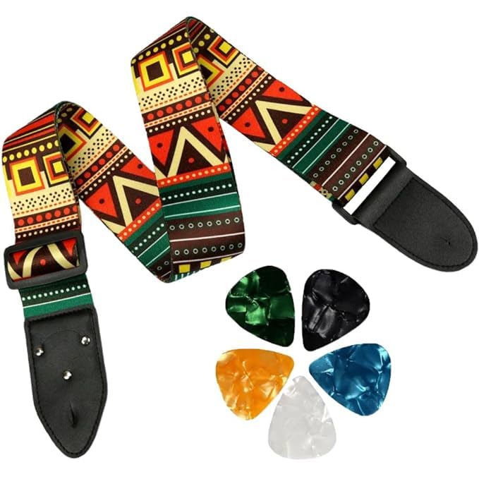 IMAGINEA Guitar Strap Adjustable Belt with PU Leather Ends | Modern Design & Comfortable Guitar Strap
