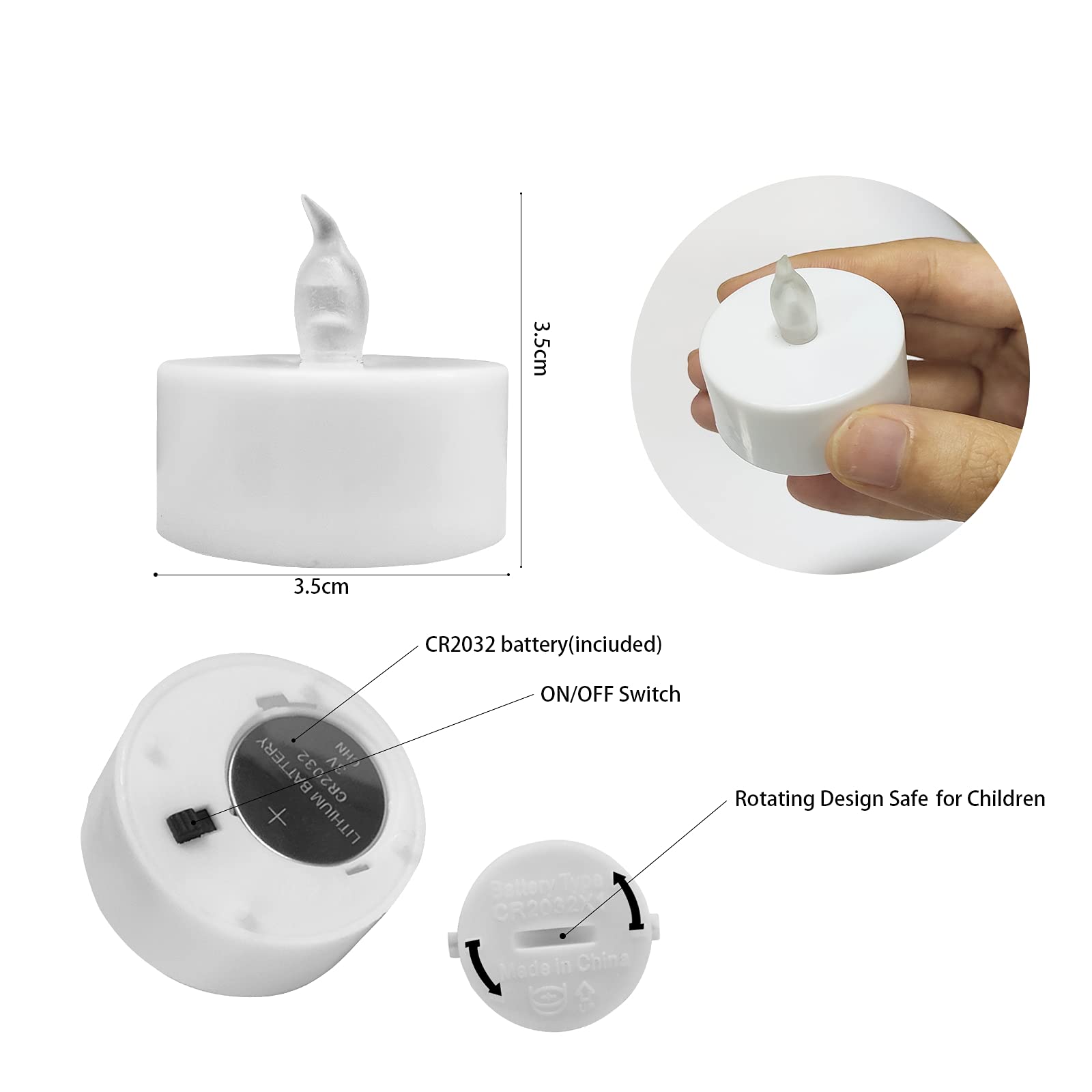 Vetour Battery Operated Tea Lights Candles: 50 Pcs Flameless Tea Light Realistic Flickering Led Tealights Candles With Warm Whit